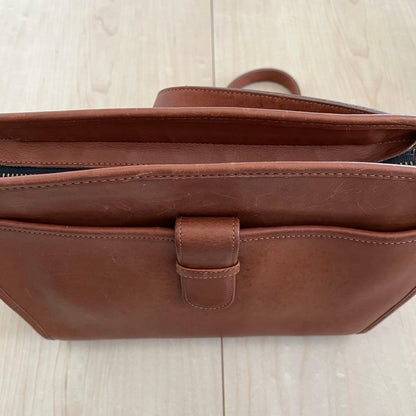 C O A C H Vintage Leather Flap Shoulder Bag Dark Brown USA Made