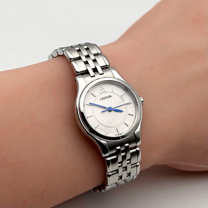 Vintage S E I K O C R E D O R Ladies "Quiet Luxury" Watch – Guilloché Dial - Blued Hands