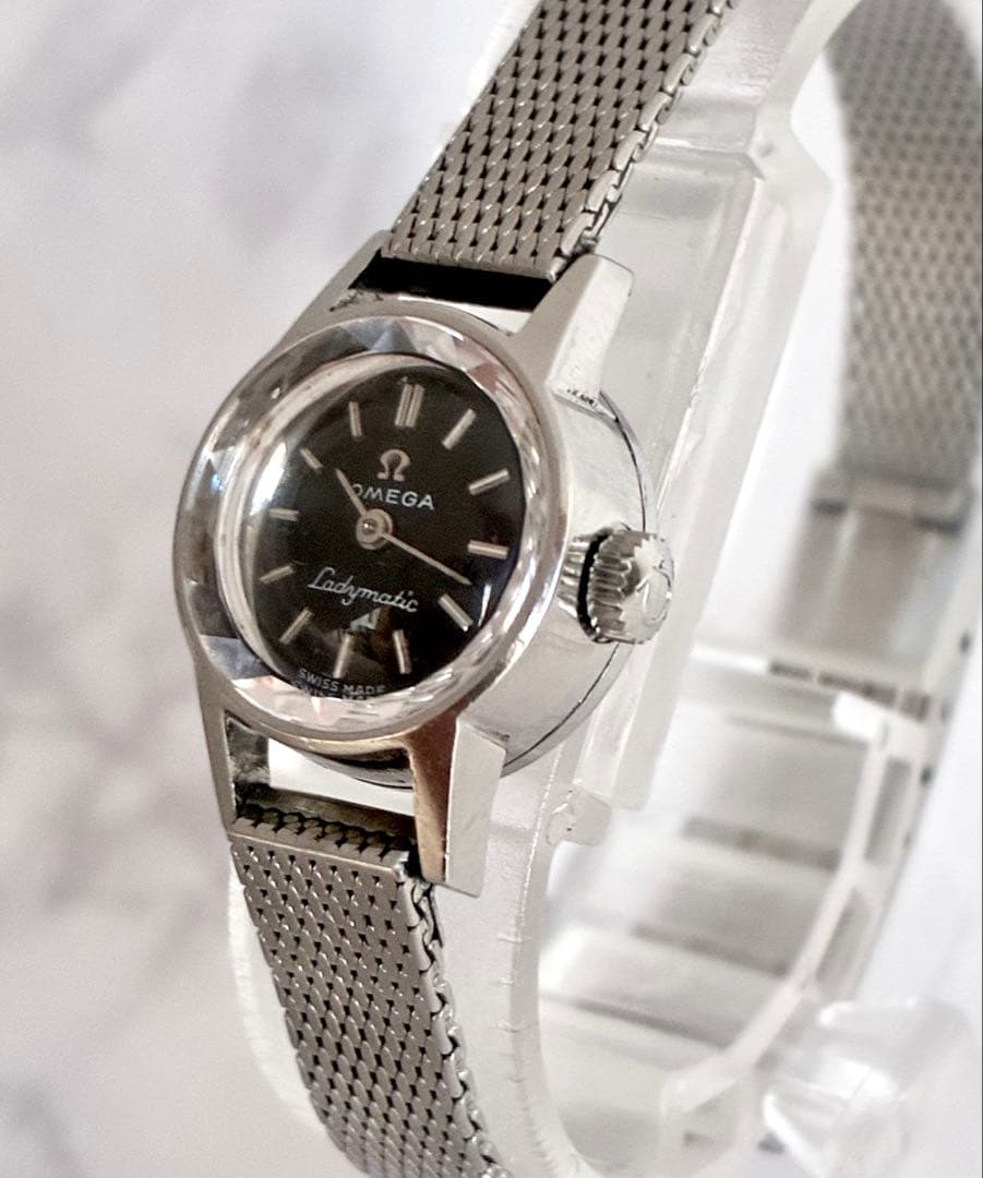 O M E G A Ladymatic Vintage Automatic Black Dial Stainless Steel Ladies Watch