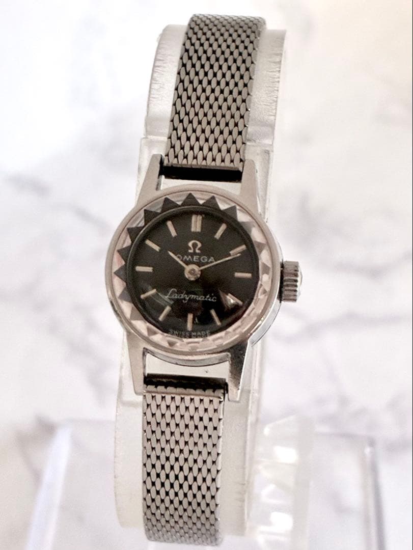 O M E G A Ladymatic Vintage Automatic Black Dial Stainless Steel Ladies Watch