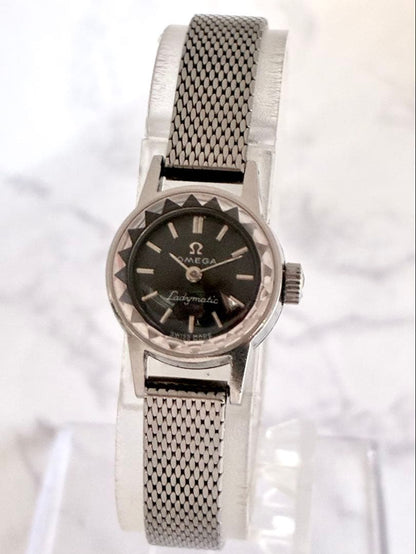 O M E G A Ladymatic Vintage Automatic Black Dial Stainless Steel Ladies Watch