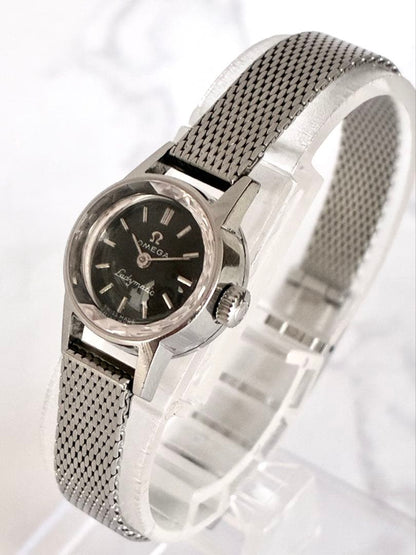 O M E G A Ladymatic Vintage Automatic Black Dial Stainless Steel Ladies Watch