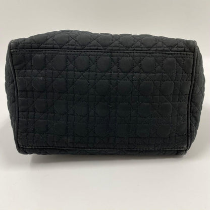 C H R I S T I A N D I O R Lady Dior Cannage Quilted Nylon Handbag Black Red 21cm