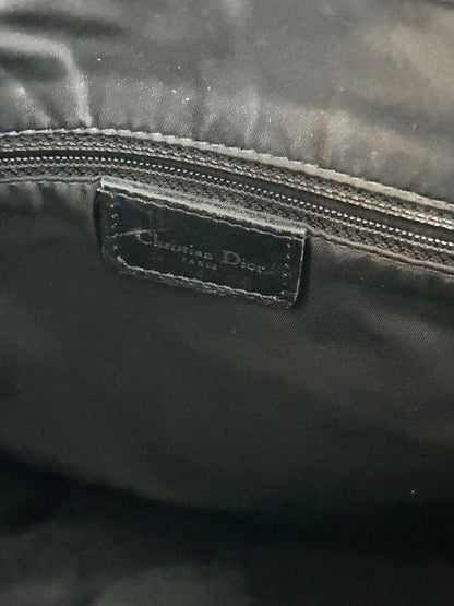 C H R I S T I A N D I O R Vintage Monogram Canvas Leather Tote Bag Black Grey