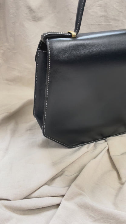 Vintage/Preloved Authentic Christian Dior Black Hexagonal Top Handle Crossbody Two Ways Leather Bag – Rare & On Sale!