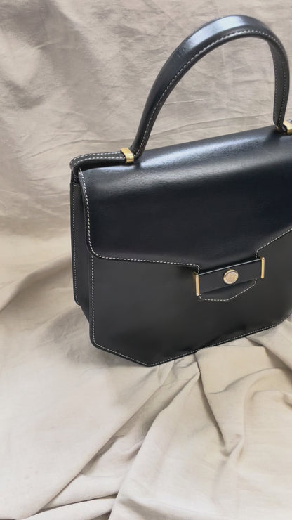 Vintage/Preloved Authentic Christian Dior Black Hexagonal Top Handle Crossbody Two Ways Leather Bag – Rare & On Sale!