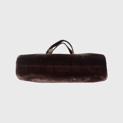 Vintage Mini Tote Brown Velvet Hand Bag