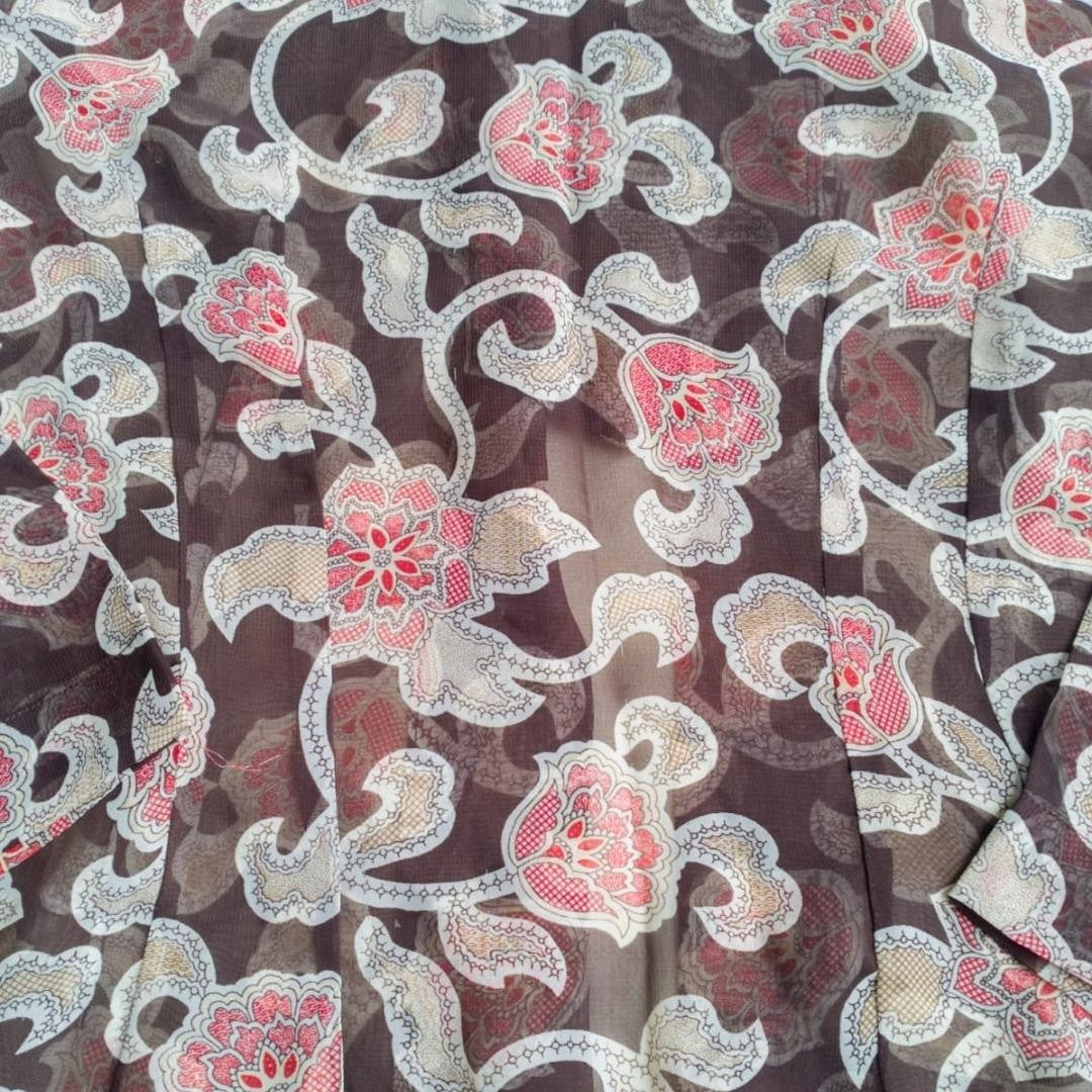 Vintage Red Brown Floral Kebaya Kutubaru