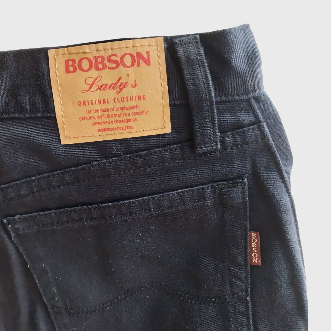 Vintage Black Denim Brown Accent Trousers