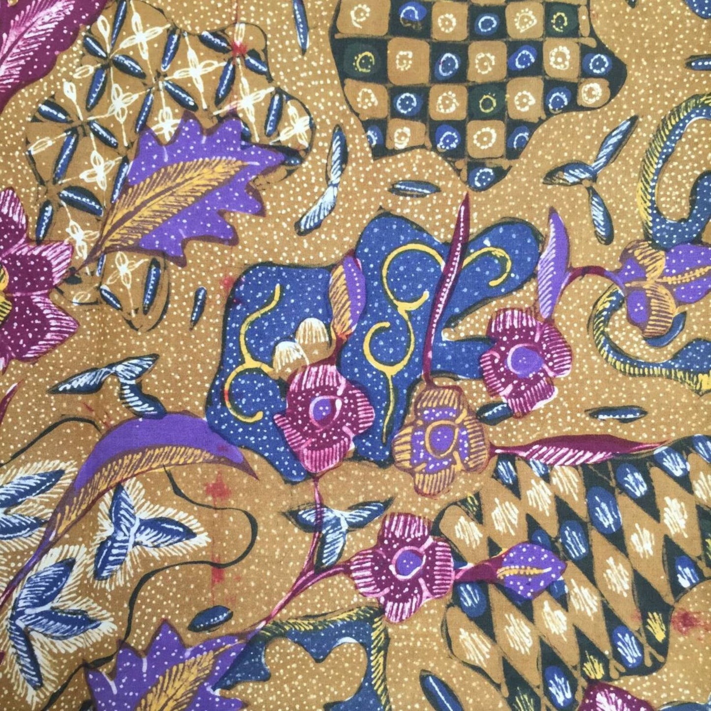 Vintage Indonesian Hand Drawn Sarung Batik with Sekarjagad and Tumpal Motifs