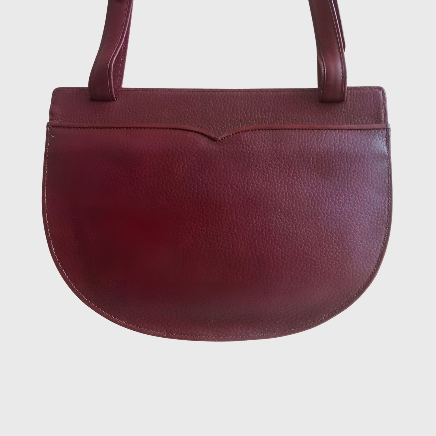 1990s Leather Half Moon Bordeaux Shoulder Bag