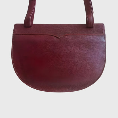 1990s Leather Half Moon Bordeaux Shoulder Bag