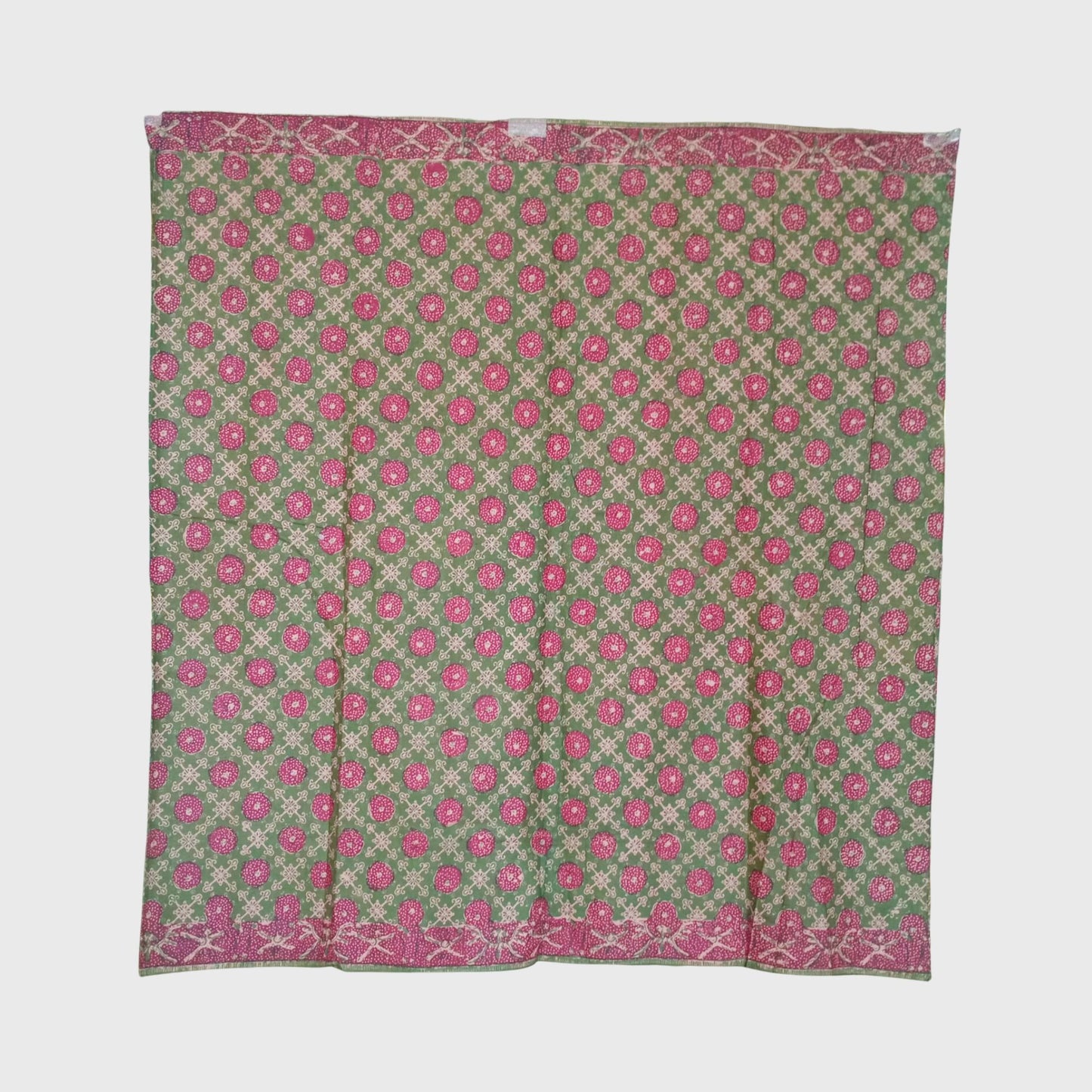 1980s Tumpal Pasung Kancing Flower Motif Batik Saroong Shawl