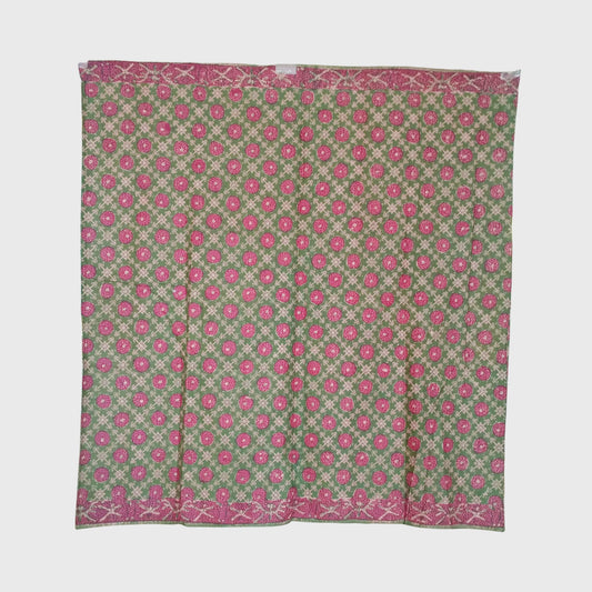 1980s Tumpal Pasung Kancing Flower Motif Batik Saroong Shawl