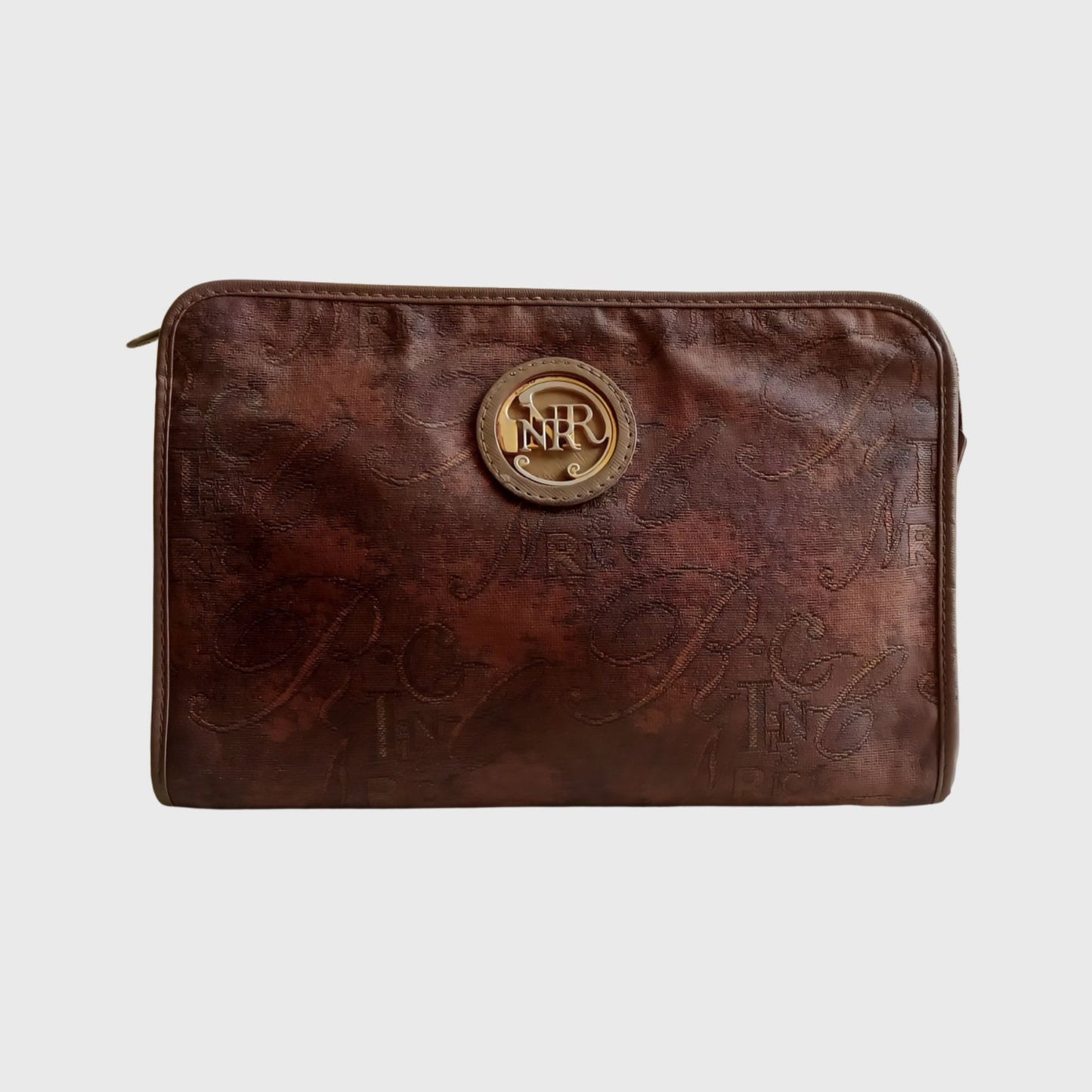 Vintage Typography Motifs Canvas Leather Pouch