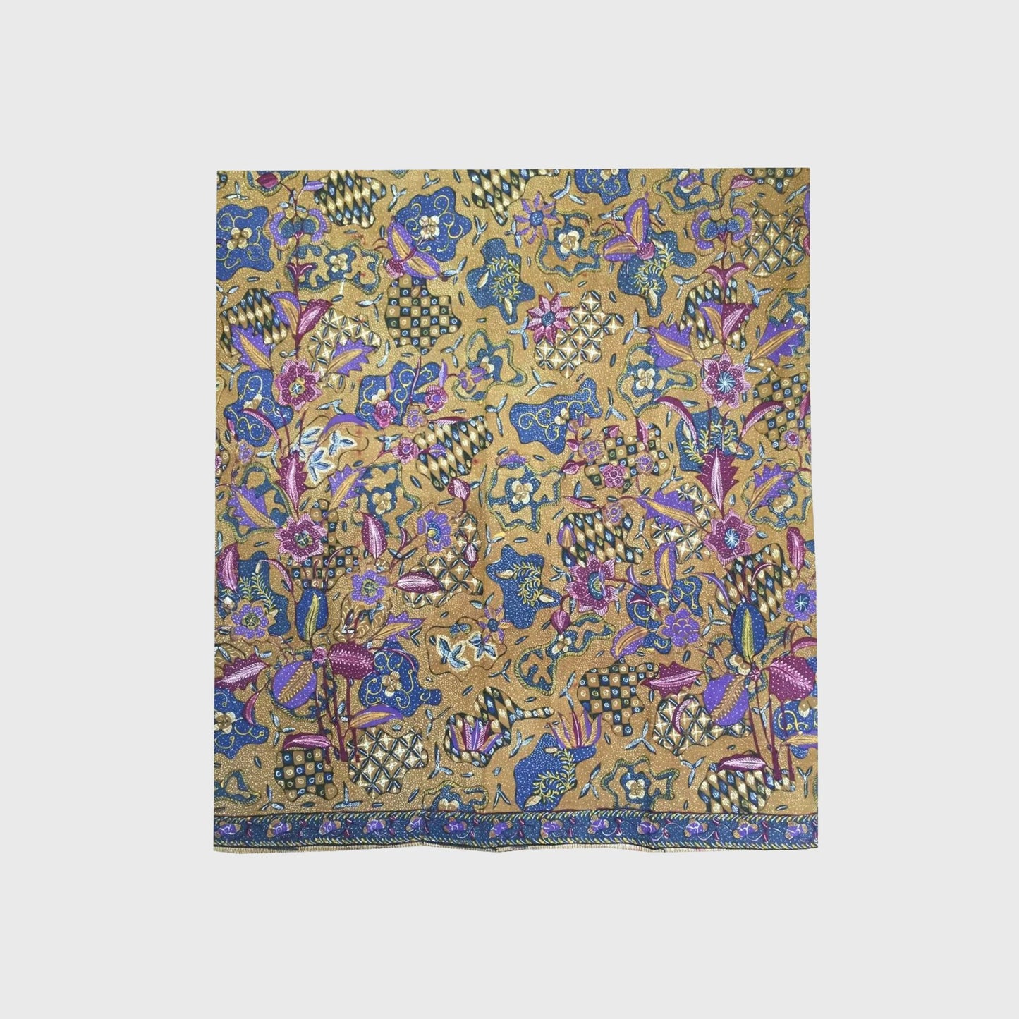 Vintage Indonesian Hand Drawn Sarung Batik with Sekarjagad and Tumpal Motifs
