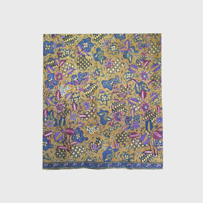 Vintage Indonesian Hand Drawn Sarung Batik with Sekarjagad and Tumpal Motifs