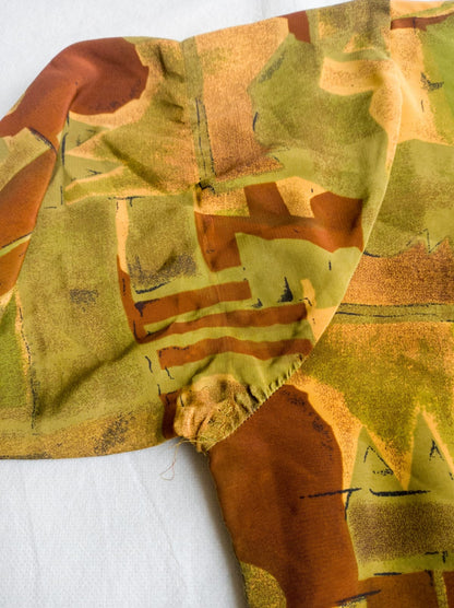 Vintage Brown Green Floral Kebaya Kutubaru