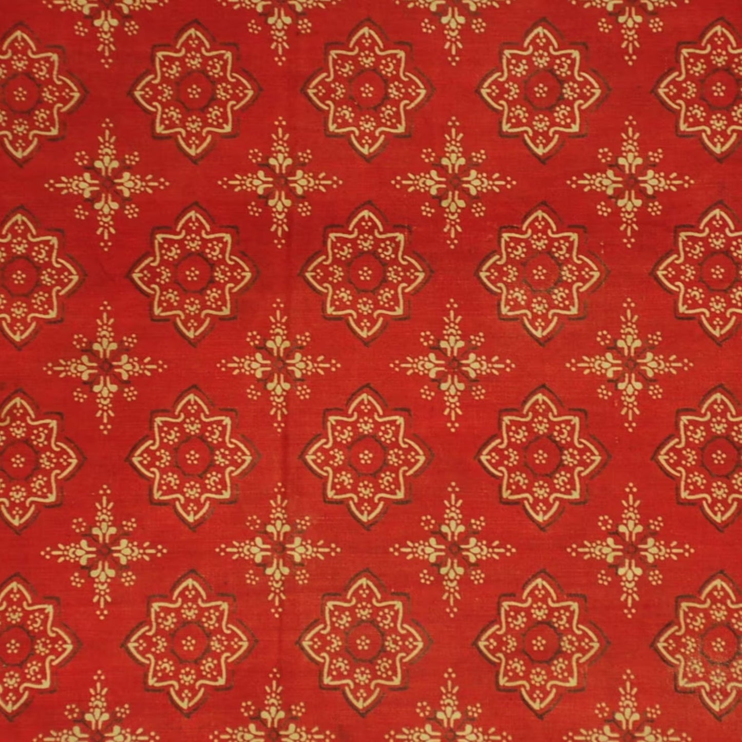 Indonesian Hand Drawn Red Batik Sembagi Kacapiring "Gardenia" Flower Motif