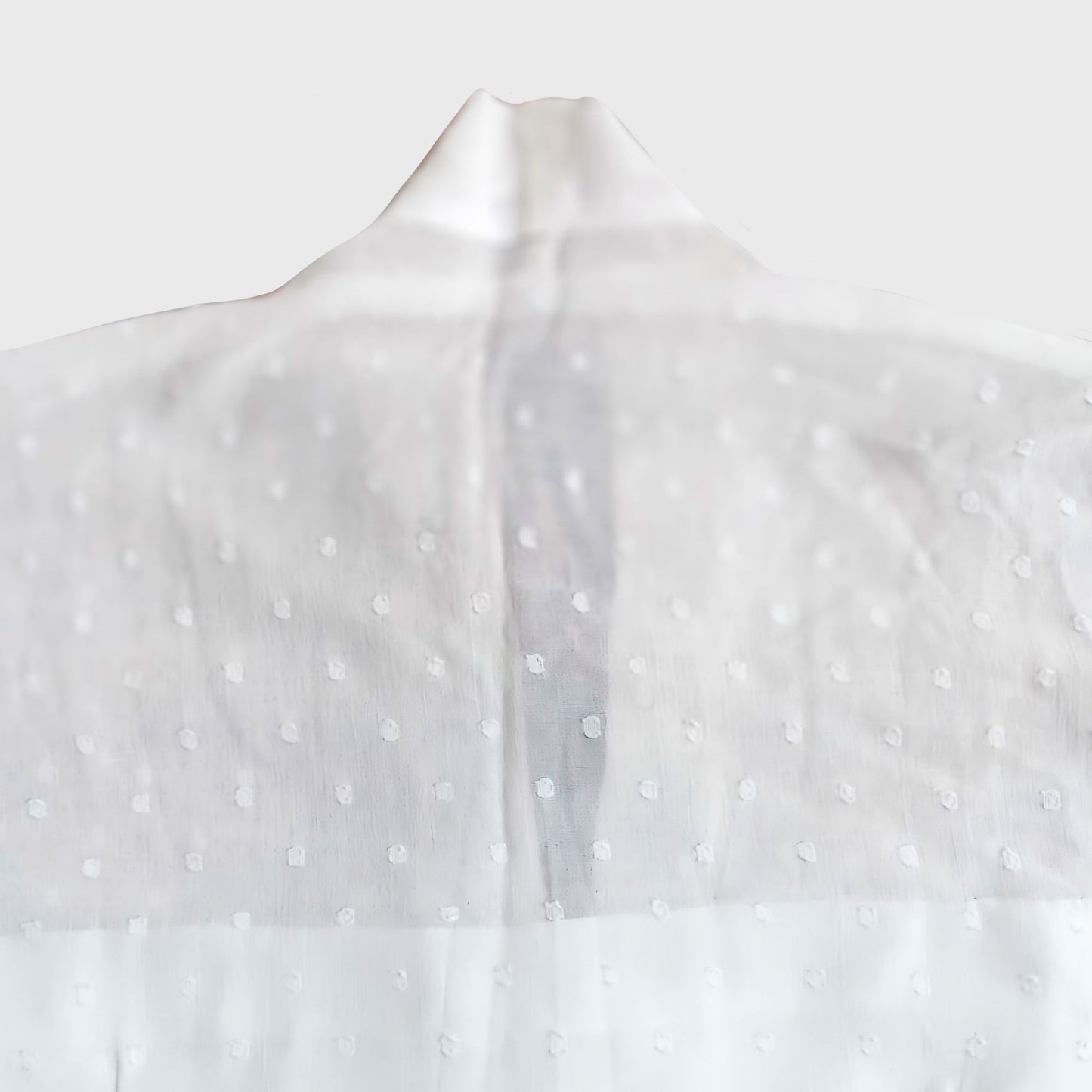 Vintage Broken White Simple Encim With Green Embroidery Kebaya