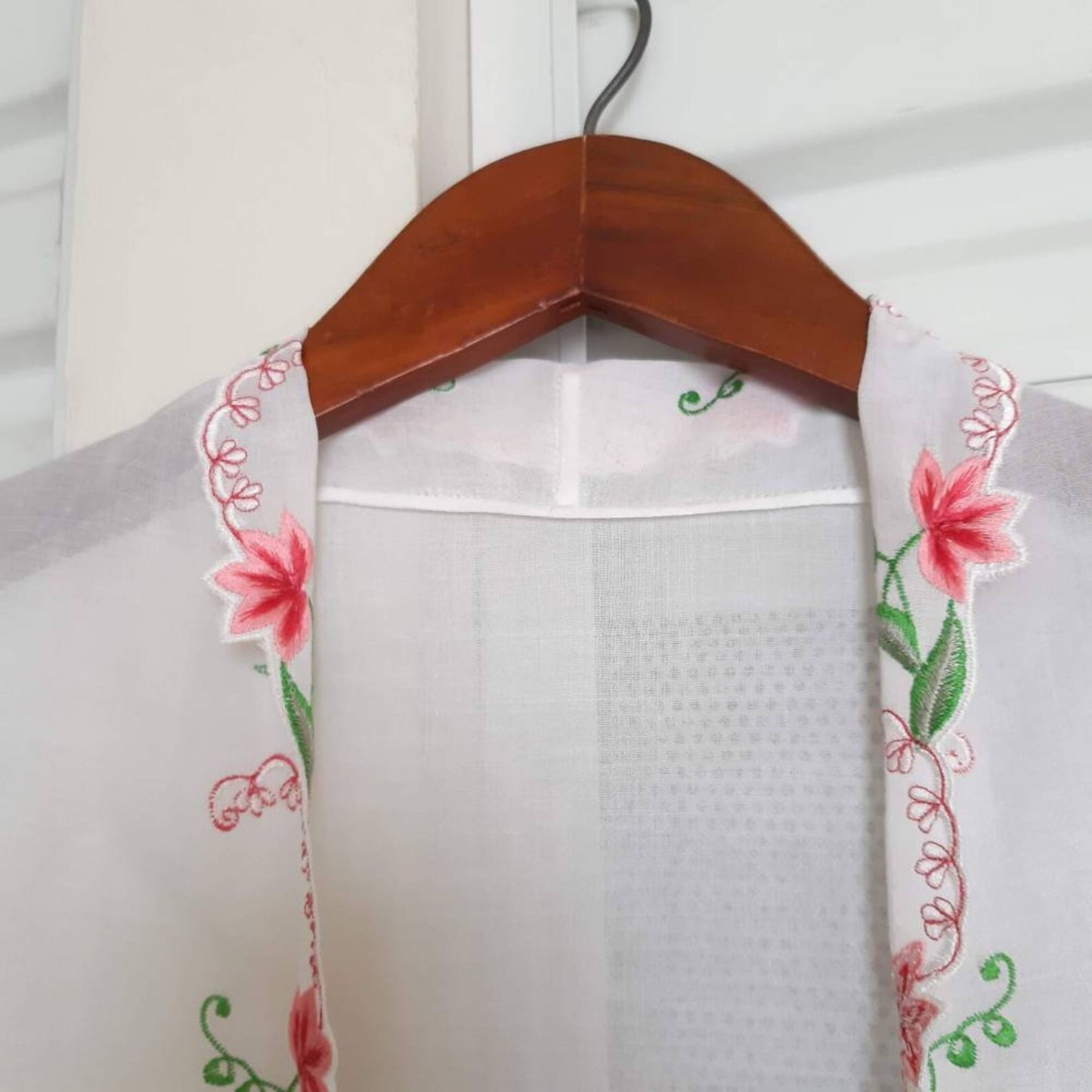 Vintage Inspired Indonesian Encim Kebaya with Floral Embroidery
