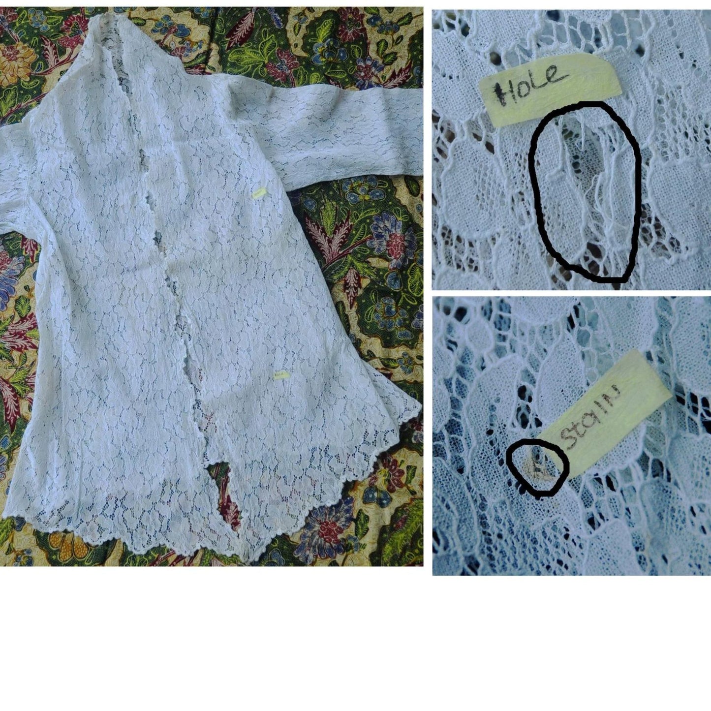 Vintage White Bluish Lace Indonesian Kebaya