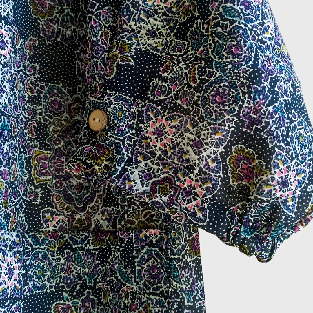 Vintage Floral Purple Blouse