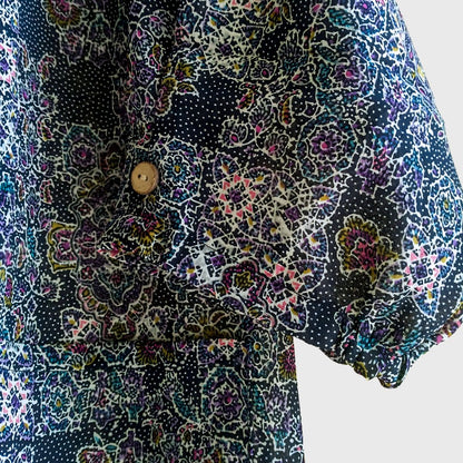 Vintage Floral Purple Blouse