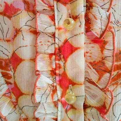 Vintage Short Sleeve Red Floral Blouse