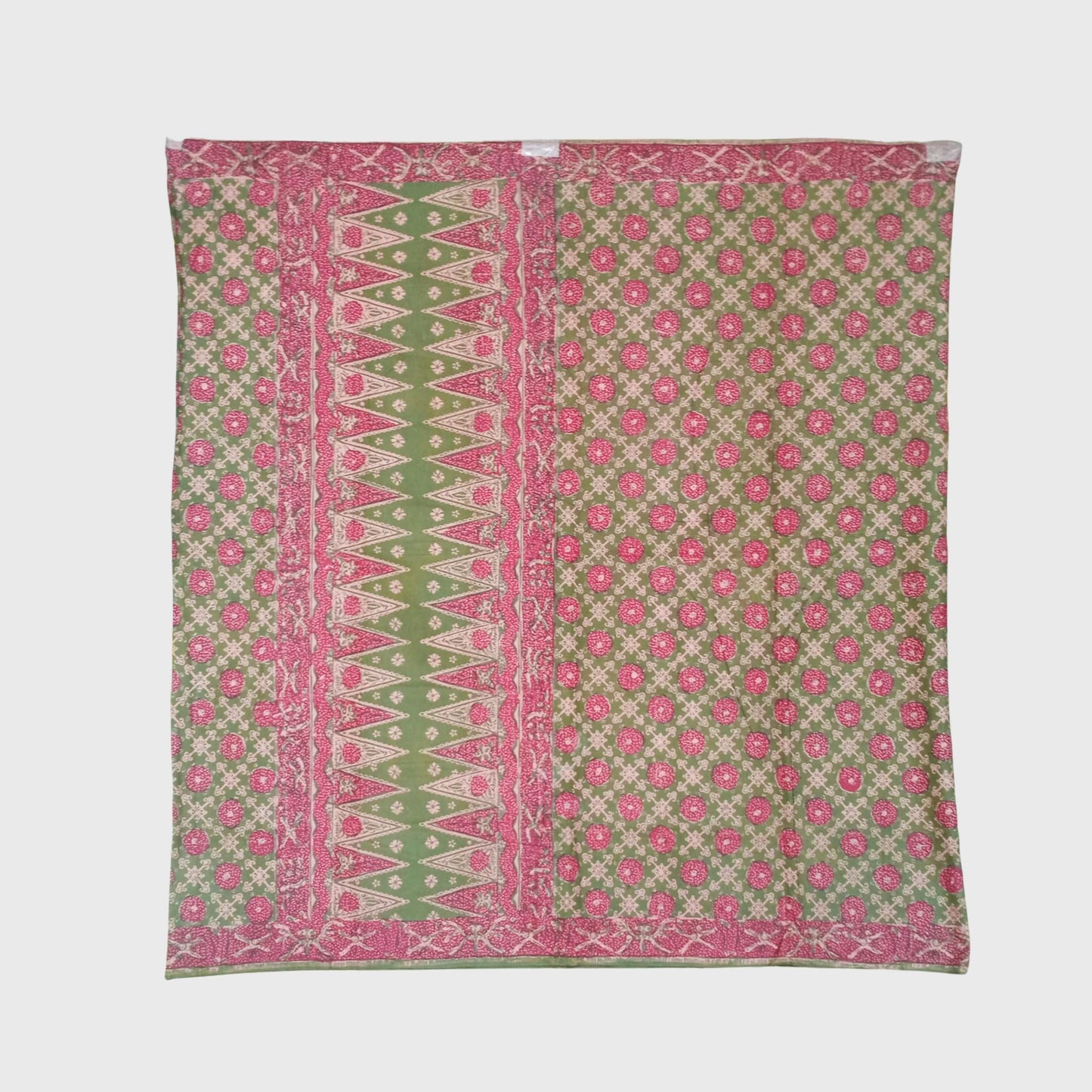 1980s Tumpal Pasung Kancing Flower Motif Batik Saroong Shawl