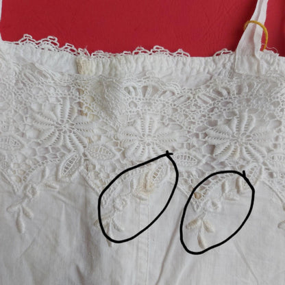 Indonesian Vintage White Camisole with Flower Embroidery
