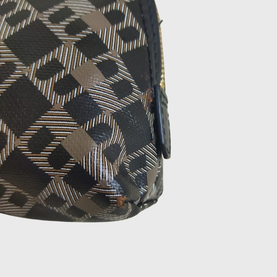 Vintage Logo Motifs Patent Leather Makeup Pouch