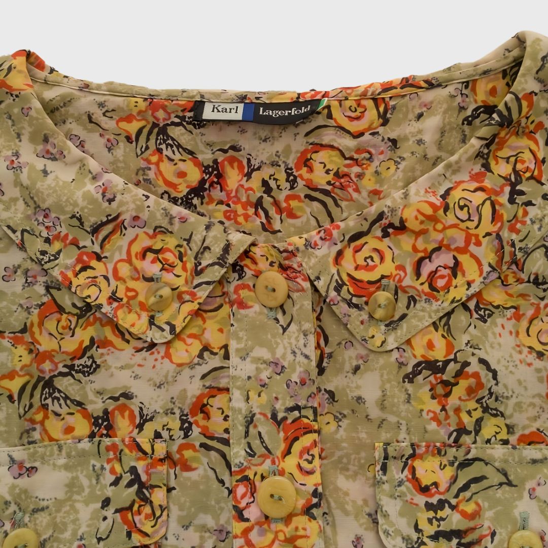 Vintage Abstract Floral Blouse