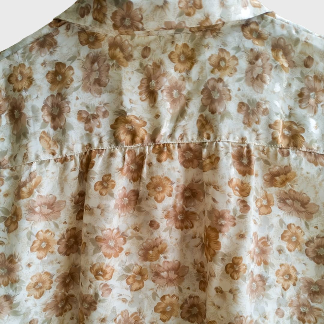 Vintage Brown Floral Long Sleeve Blouse