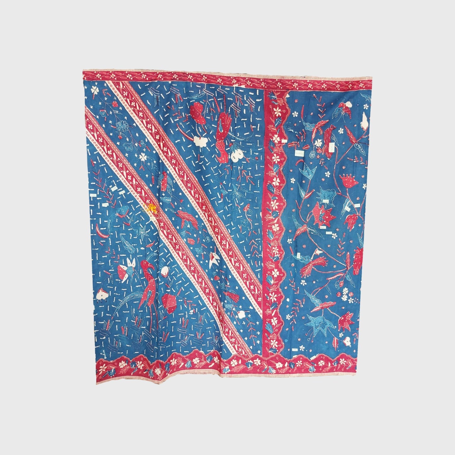 Vintage Hand Drawn Red-Blue "Bangbiron" Batik Sarung