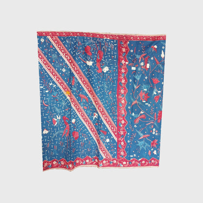 Vintage Hand Drawn Red-Blue "Bangbiron" Batik Sarung