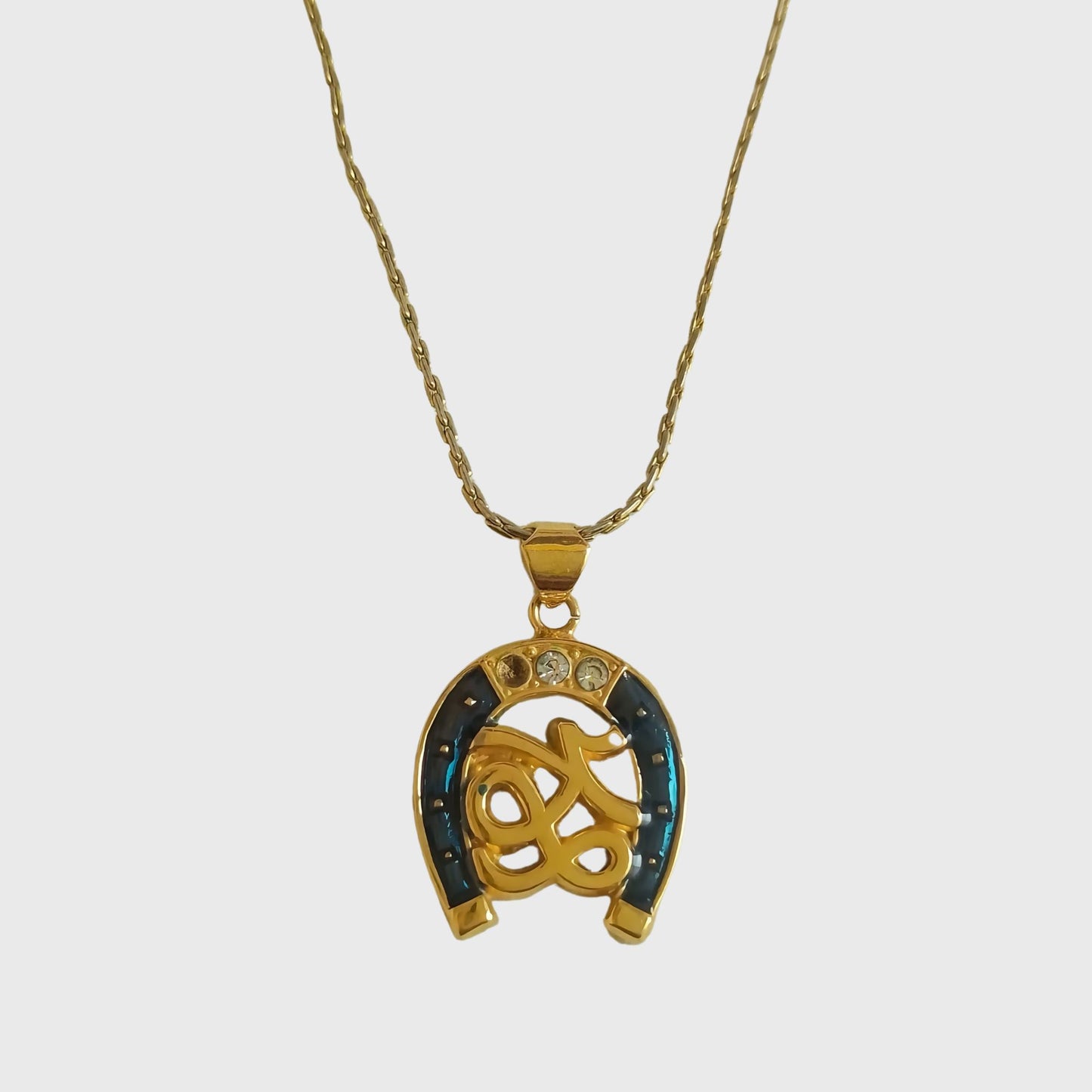 1990s Gold Tone Horseshoe Necklace