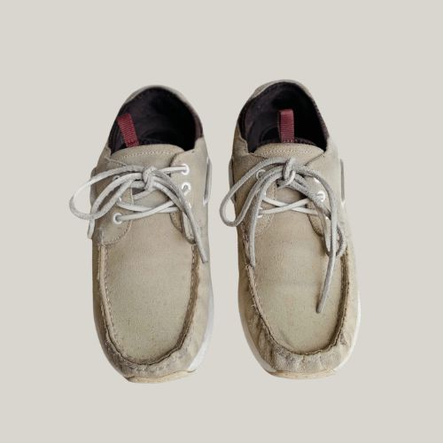 2000s Plain Leather Suede Cream Sneakers