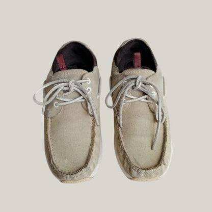 2000s Plain Leather Suede Cream Sneakers