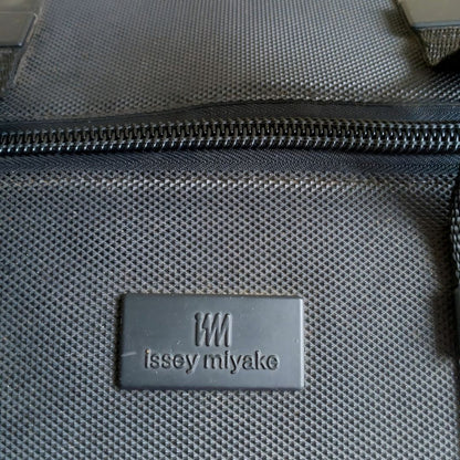 Vintage Plain Black Leather Nylon Travel Bag