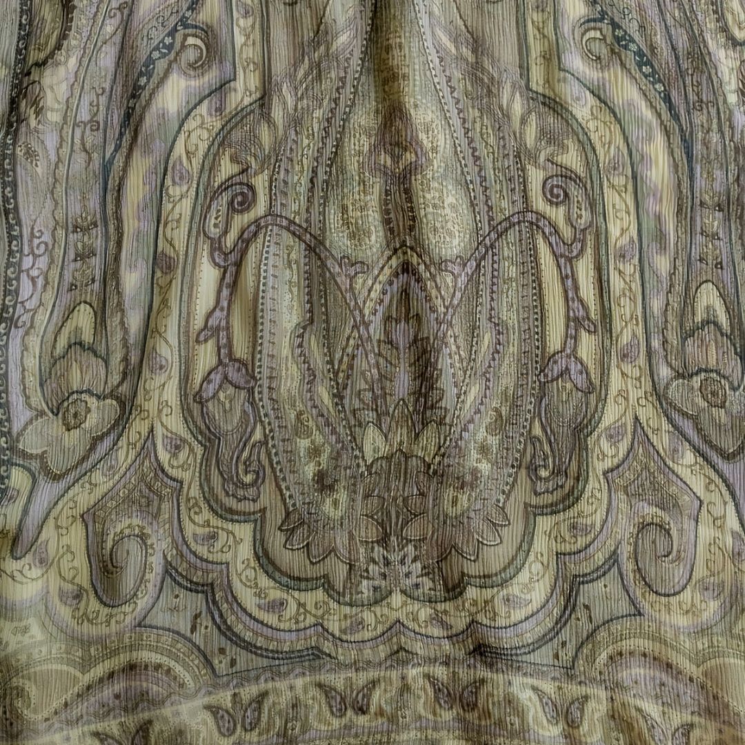 1990s Paisley Silk Green Scarf
