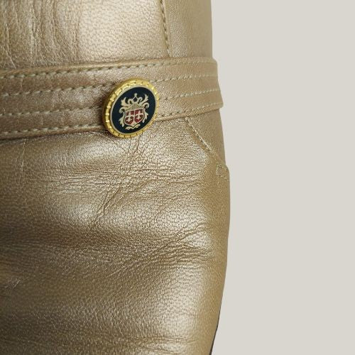 1990s Camel Leather Gold Tone Loafers