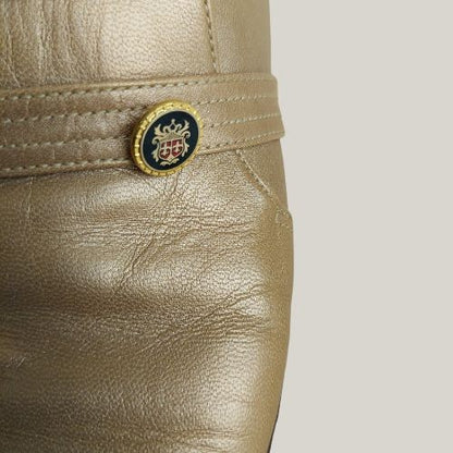1990s Camel Leather Gold Tone Loafers