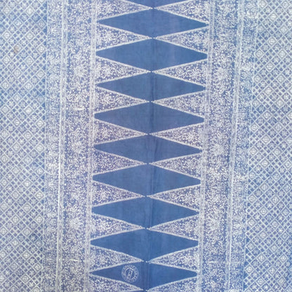 1980s Tumpal Pasung Blue Dandelion Flower Saroong Shawl