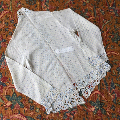 Vintage Ivory Indonesian Kebaya Krancang with Blue Embrooderies