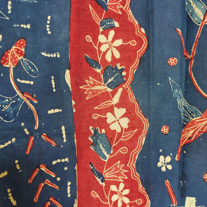 Vintage Hand Drawn Red-Blue "Bangbiron" Batik Sarung
