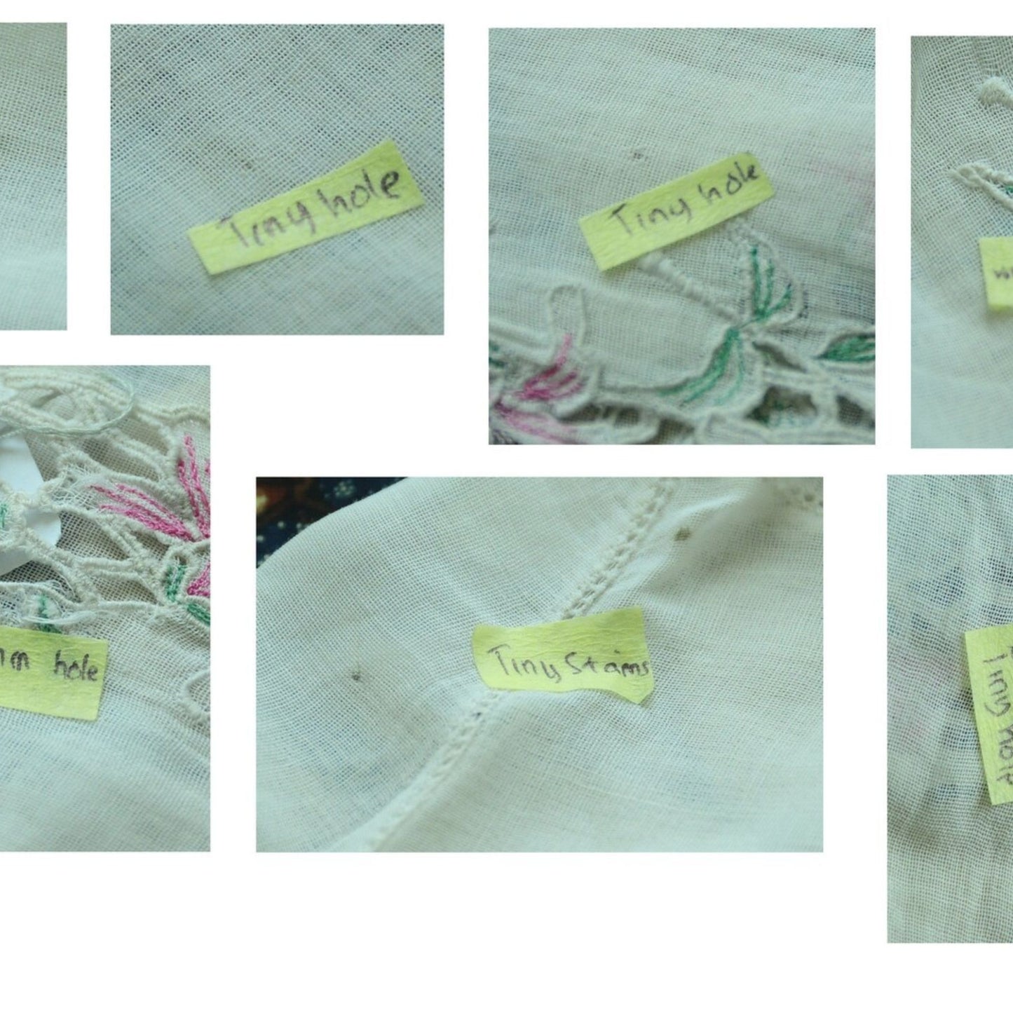 Vintage Broken White Indonesian Kebaya with Pink Floral Kerancang Embroidery