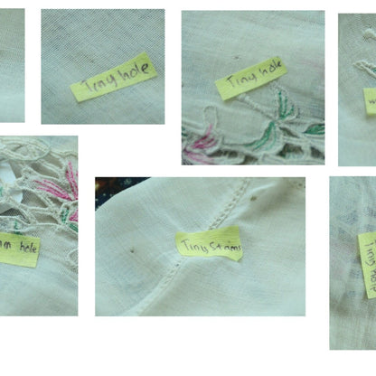 Vintage Broken White Indonesian Kebaya with Pink Floral Kerancang Embroidery