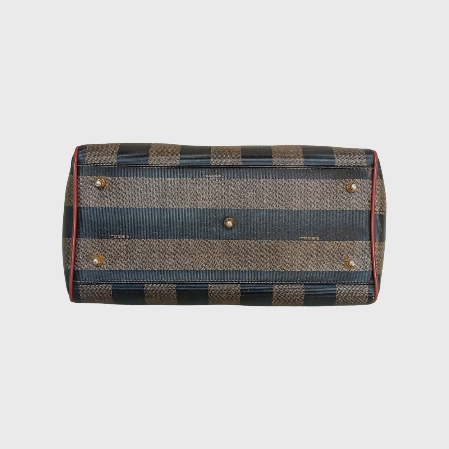 Vintage Pequin Boston Gray Leather Canvas Hand Bag