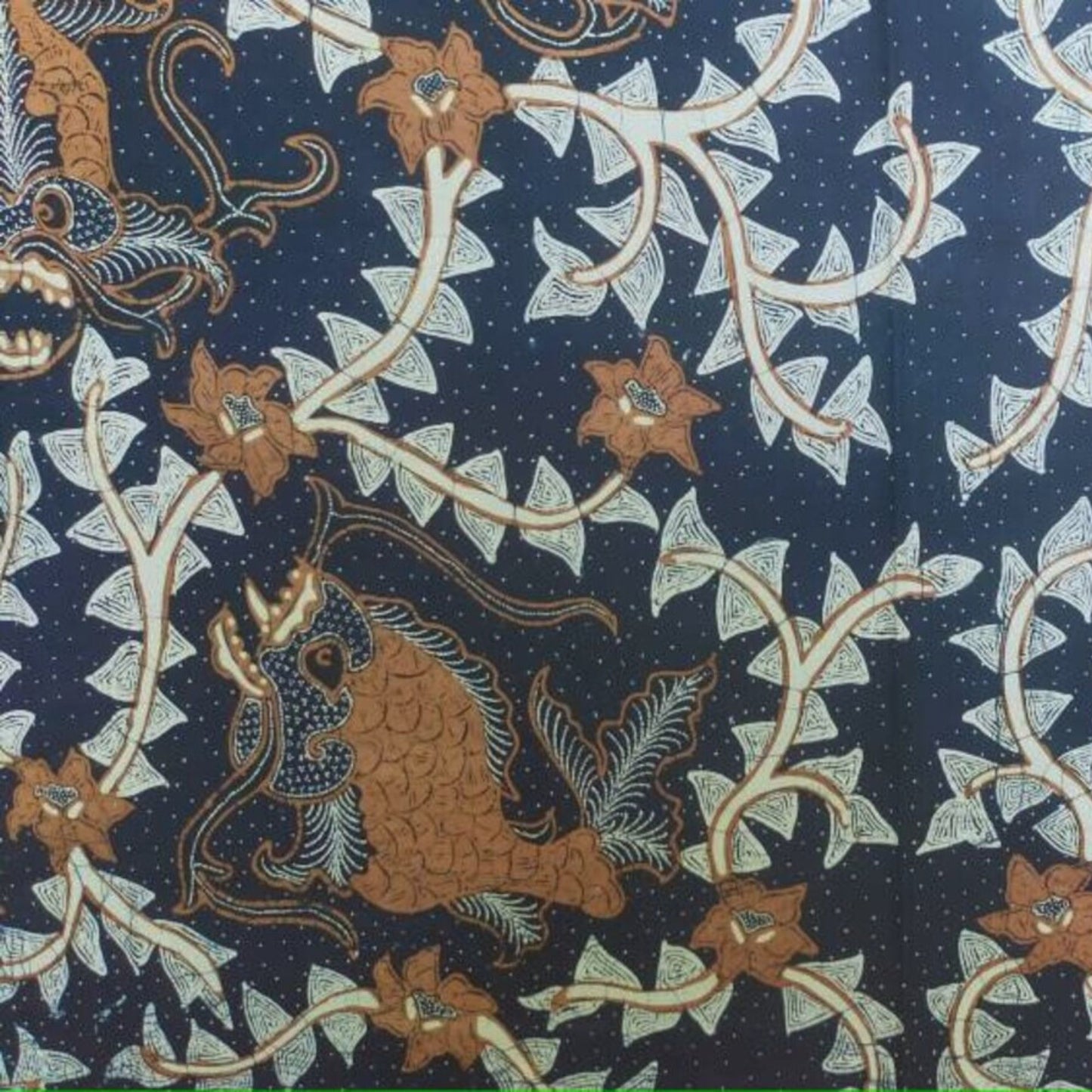 1970s Lokcan Semen Hand Drawn Batik With Fish Motif